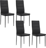 Sedie Sala da Pranzo 4 Pezzi, Sedie da Cucina, Sedia da Pranzo con Schienale Alto, Senza Braccioli, per Camera da Letto, Soggiorno, Sala Reception, in Similpelle e Metallo, Nero, EZS46sz-4