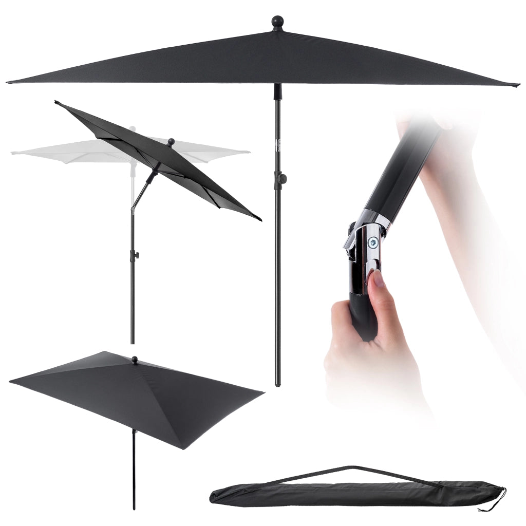 Ombrellone da giardino grande KADAX 210 cm, pieghevole, per balcone, con copertura rettangolare