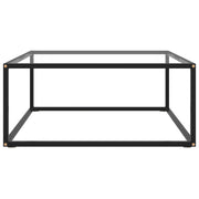Tavolino da Salotto Nero con Vetro Temperato 80x80x35 cm 322875