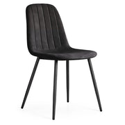 Sedia in velluto trapuntata LUMO Nero gambe nere