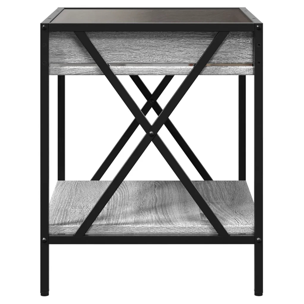 Comodino | Armadio da Notte | Mobiletto da notte con LED Infinity Rovere Sonoma 40x40x50 cm