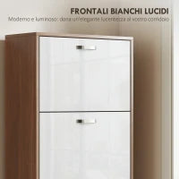 Scarpiera Slim a 5 Livelli con 2 Ripiani per Livello, in MDF, 60x28x189 cm, Bianco e Marrone