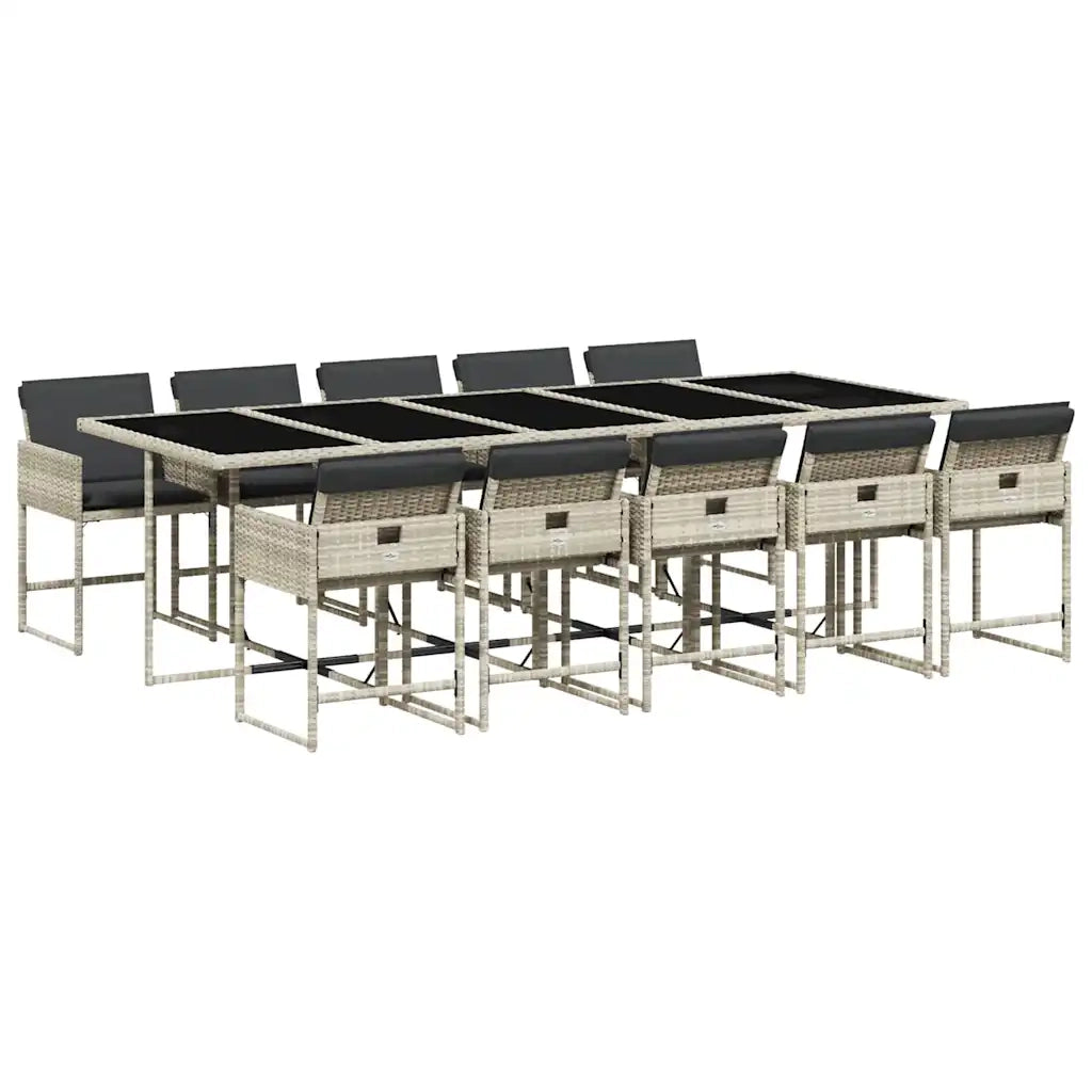 Set Pranzo Giardino 11pz con Cuscini Grigio Chiaro Polyrattan 3211295