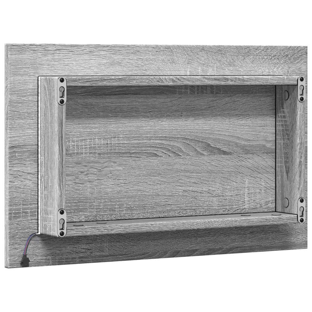 Specchio da Bagno con LED-Specchio per Bagno Grigio Sonoma 60x8,5x38 cm Truciolato
