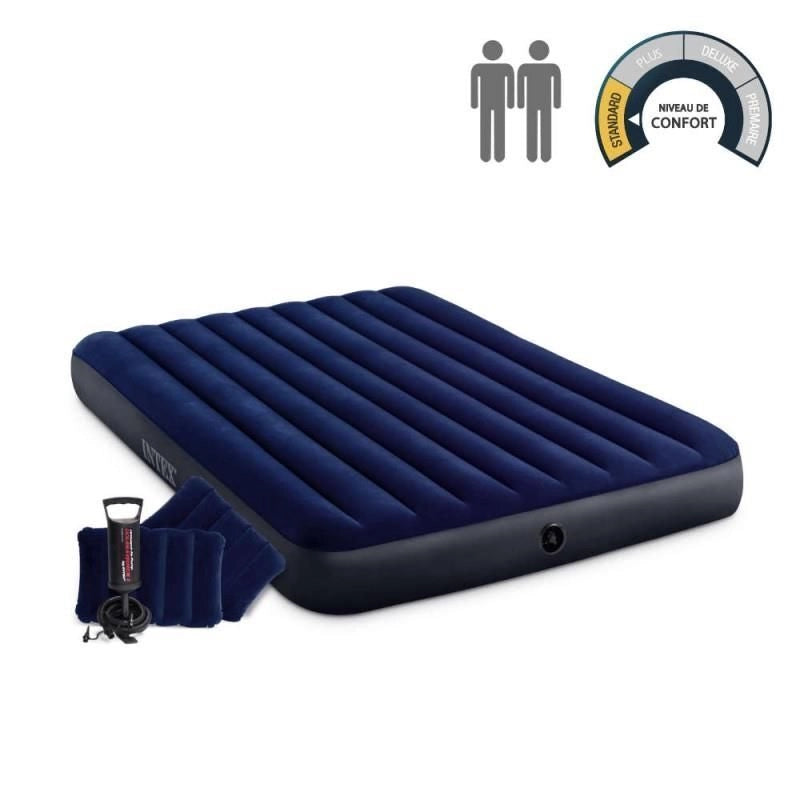 Intex 64765 Materasso Matrimoniale Gonfiabile Blu Con Cuscini Single