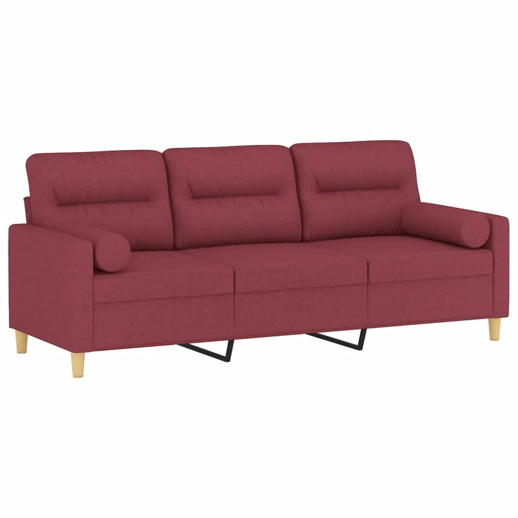 Divano a 3 Posti con Cuscini-Sofa 3 Posti con Cuscini Rosso Vino 180 cm in Tessuto 789160
