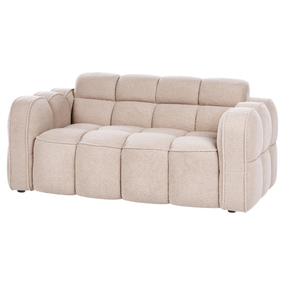 Divano a 2 posti Rivestimento bouclé beige Forma a nuvola imbottita Divano Stile moderno minimalista Soggiorno