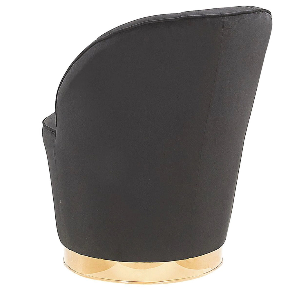 Poltrona in velluto Nero con base in metallo dorato Sedia a vasca con rotondo Glam Retro Living Room