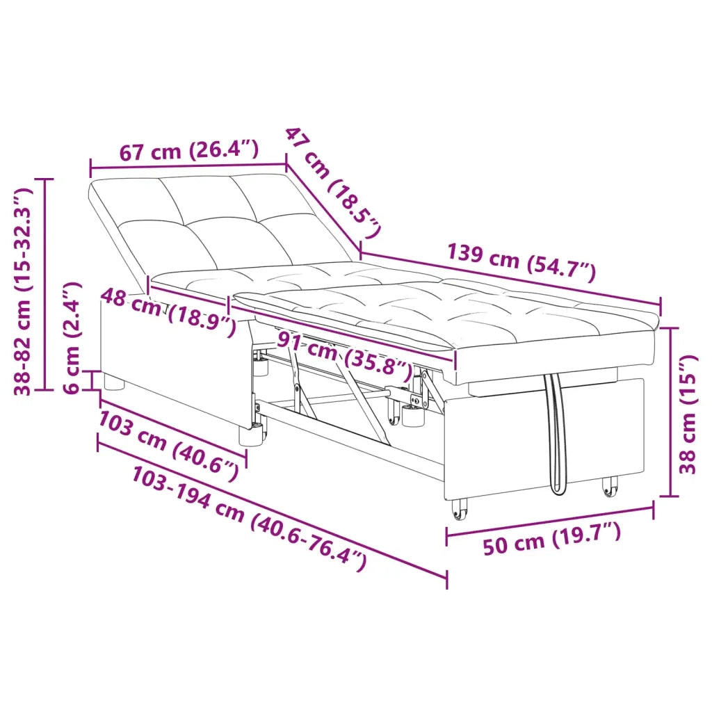 Divano letto-Sofa Letto-Daybed Grigio chiaro 194 x 50 x 82 cm Legno compensato