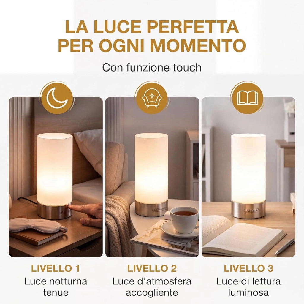 2x Lampade Comodino Touch Incl. Lampadine LED Dimmerabile E14 Luce Notturna Lettura Soggiorno Scrivania