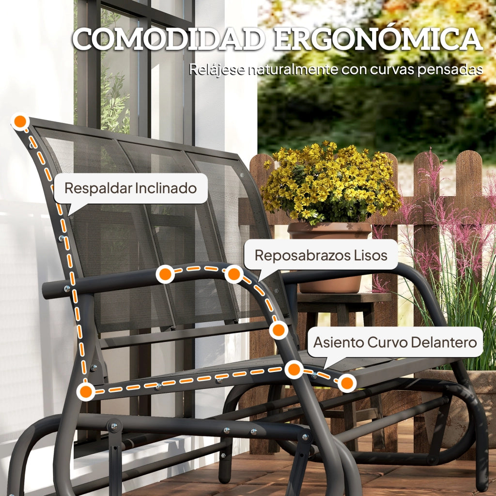 Sedia a dondolo da esterno 3 posti con braccioli ¨C zephmum ¨C nero 147x70x85 cm