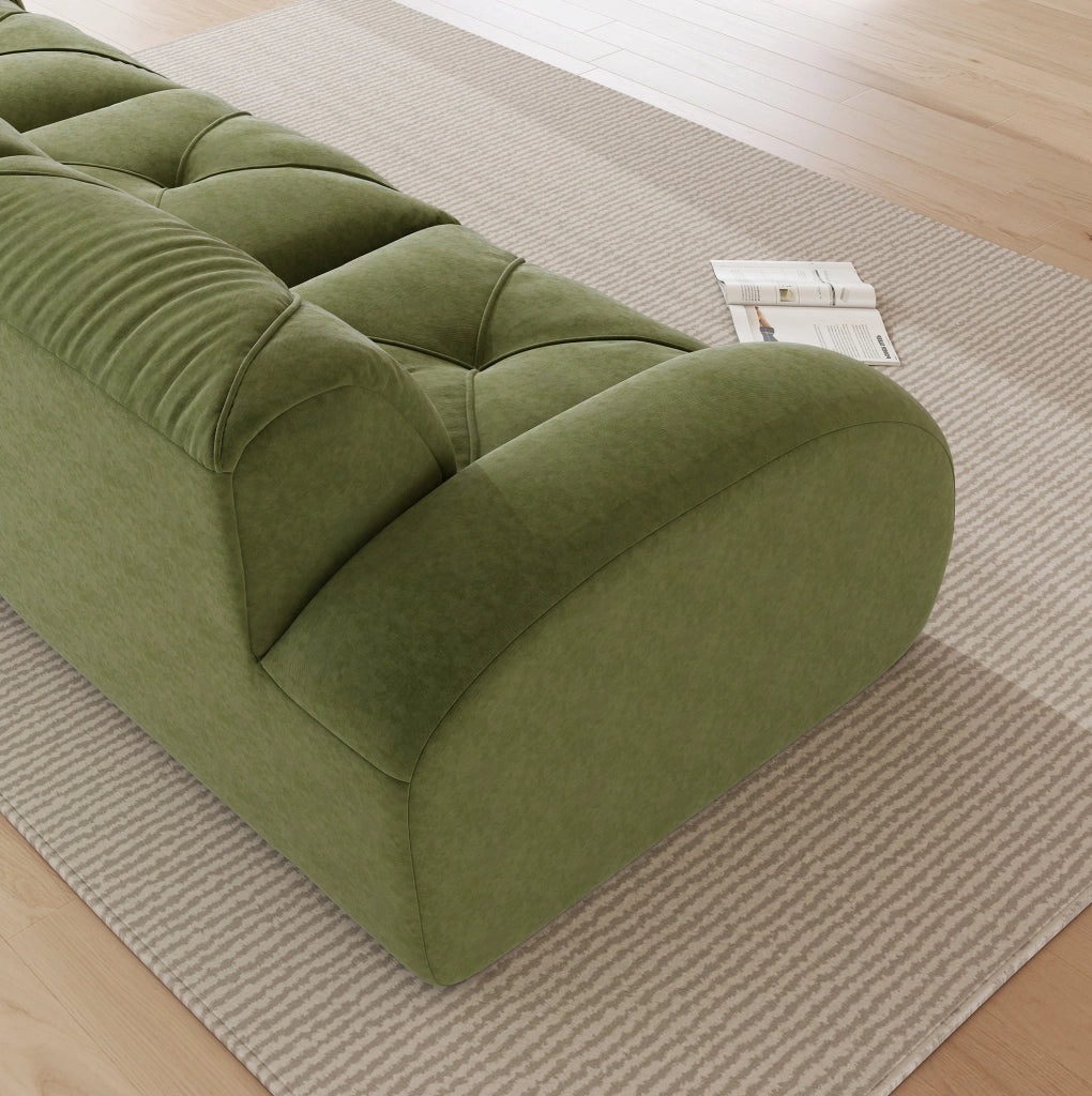 Divano modulare senza telaio in chenille verde