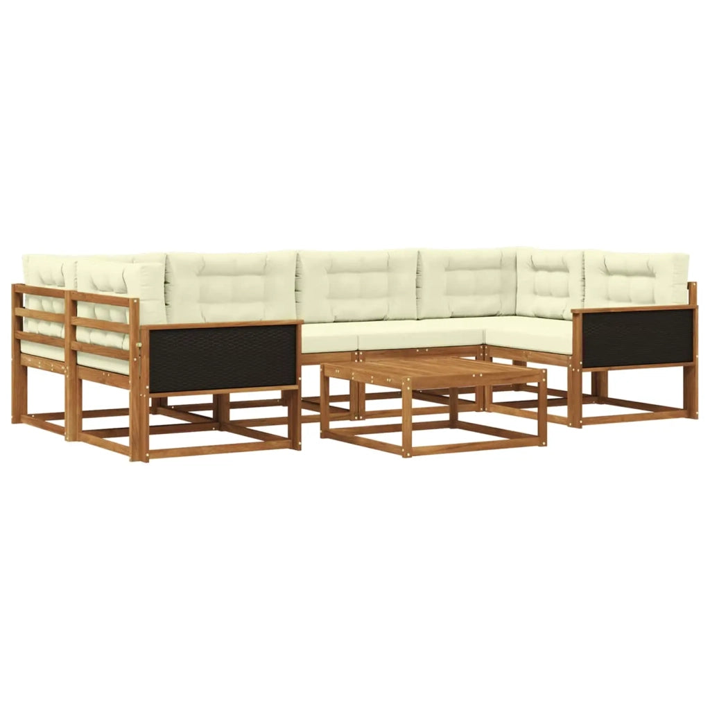 Set di divani da esterno con cuscino 7 pcs Naturale e Crema 3382373