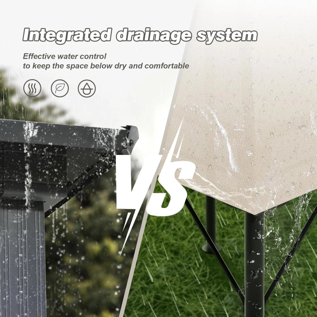 Gazebo da Giardino 3x4,Telo Gazebo 3x4 Impermeabile,Gazebo Esterno Resistente,Telaio in Metallo, Gazebos,Beige