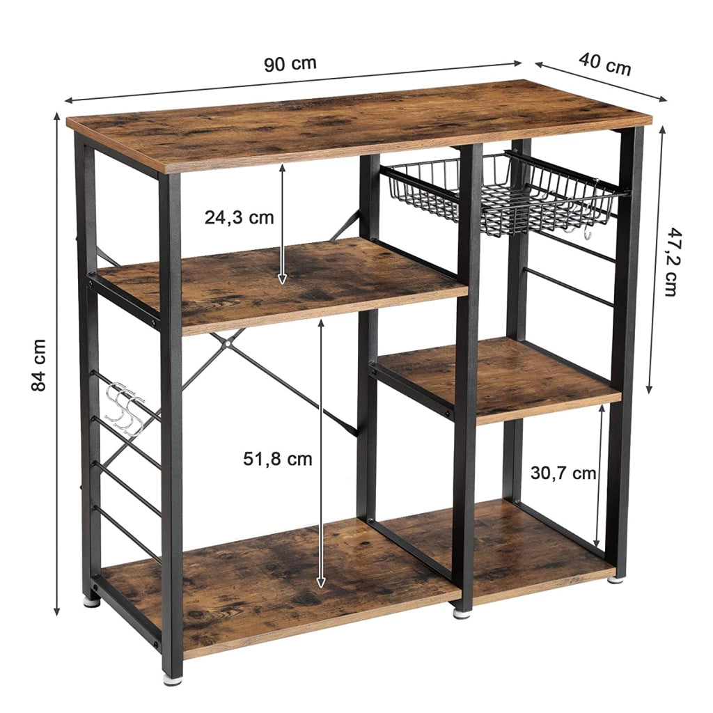 ISOLA CUCINA Mobile contenitore in stile rustico con ganci e cassetto - KKS90X