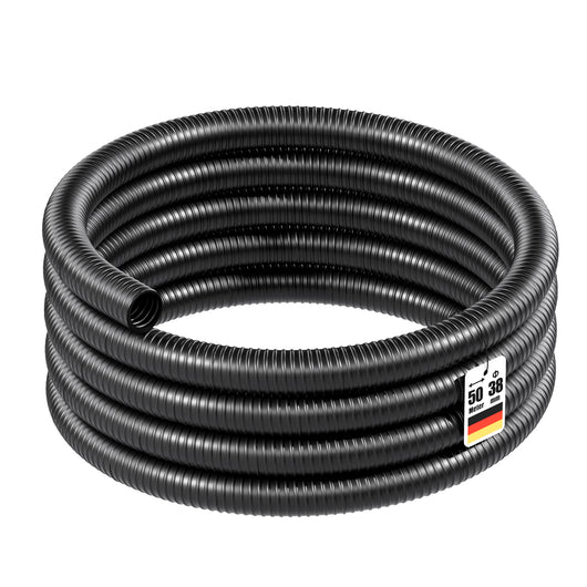 Tubo per laghetti a spirale spiralato per aspirazione 50 m 38 mm (1 1/2") nero