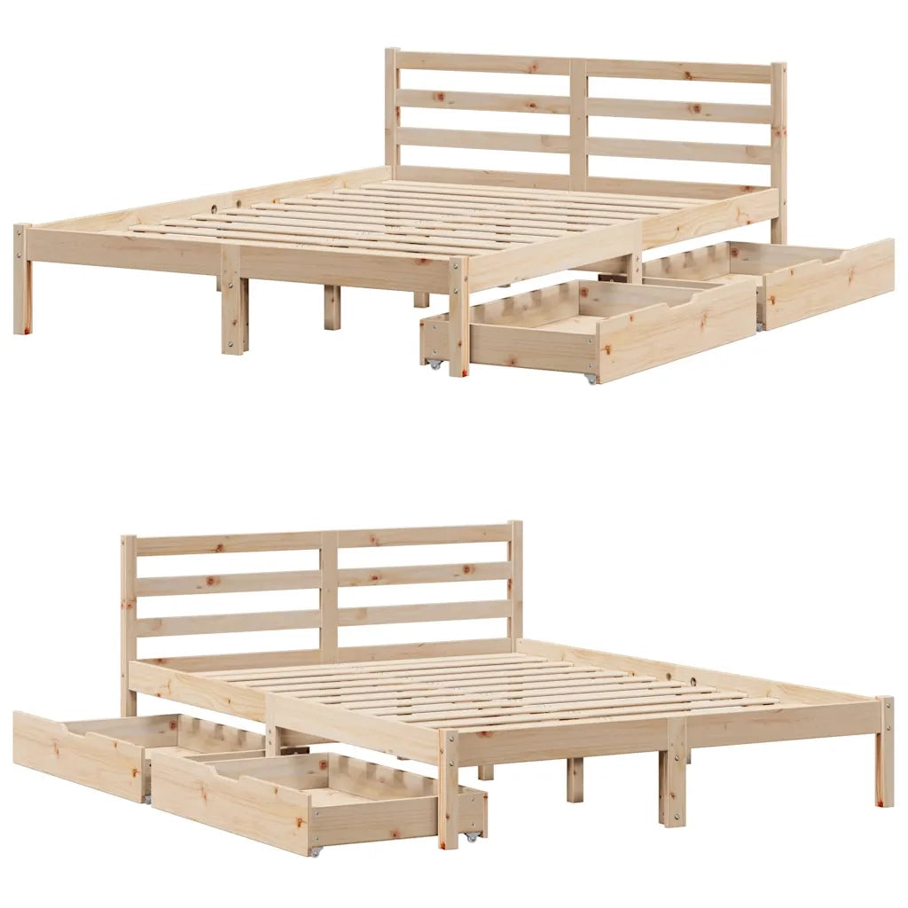 Letto senza Materasso-Struttura Letto 140x190 cm in Legno Massello di Pino 416557