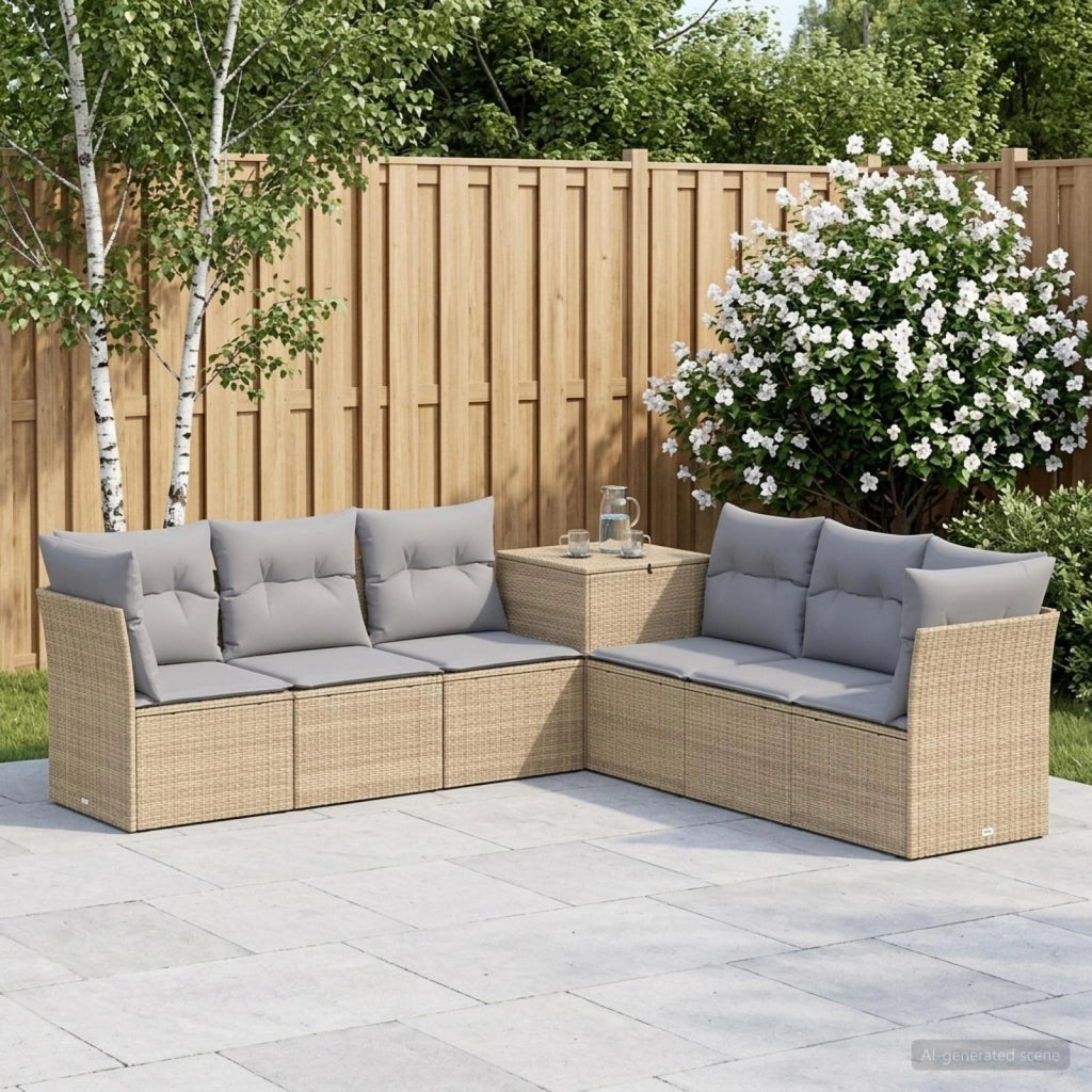 Set di divani 7 pz Beige e Grigio Chiaro 3448769