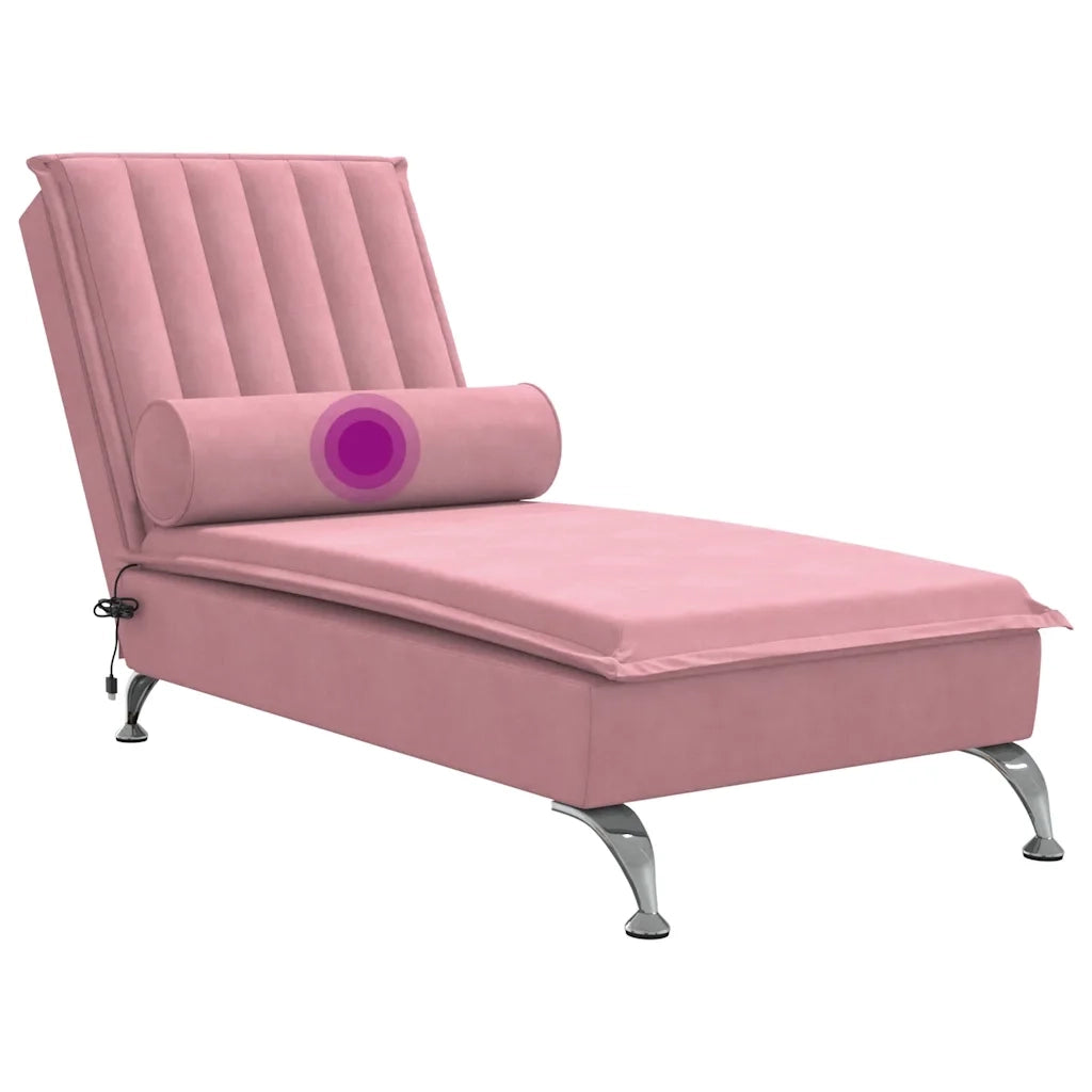 Chaise Longue Massaggi con Cuscino a Rullo Rosso in Velluto 379462