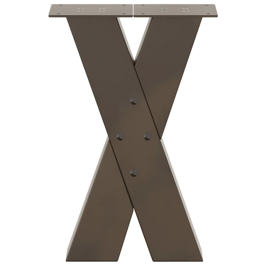 vidaXL Gambe per Tavolino da Caffè a Forma di X 2 pz Acciaio Naturale 28x(42-43) cm Acciaio