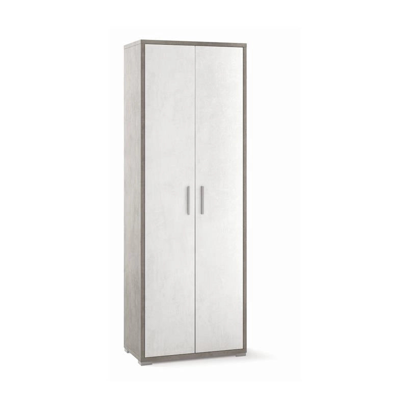 ARMADI DA ARREDO CON 2 ANTE DIMENSIONI 199X71X41 CM COLORE CEMENTO E OSSIDO BIANCO