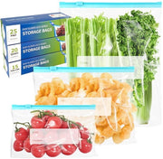 60 sacchetti congelati, 3 misure sacchetti congelati sacchetti riutilizzabili per panini sacchetti di conservazione alimentare con fondo estensibile sacchetti ziplock per alimenti carne cereali frutta verdura