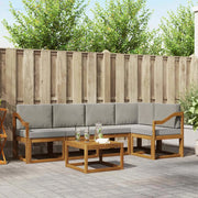 Set di divani da esterno 6 pcs Grigio Naturale e Chiaro