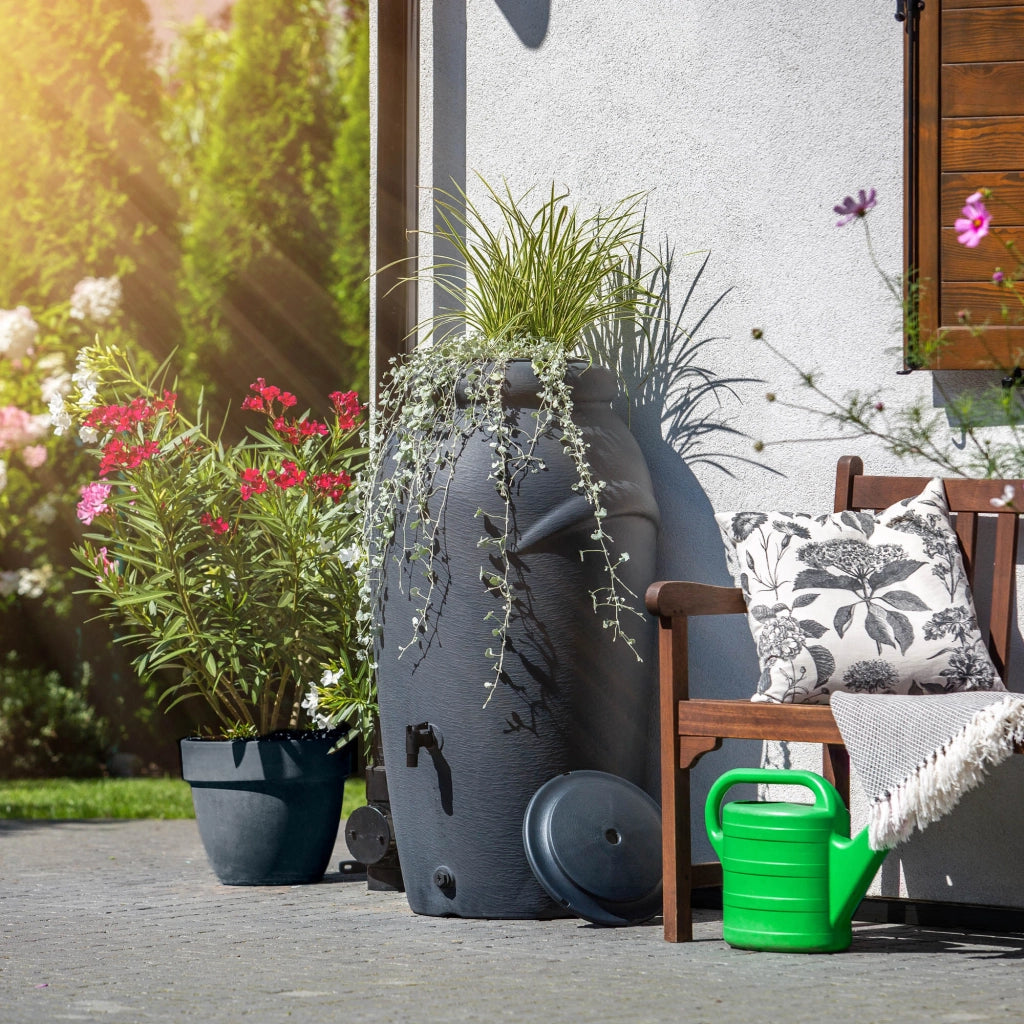 Serbatoio per acqua piovana KADAX 210L + Kit di collegamento al rubinetto e supporto