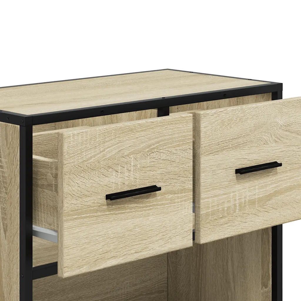 Comodino Rovere Sonoma 60x31x60 cm in Truciolato e Metallo