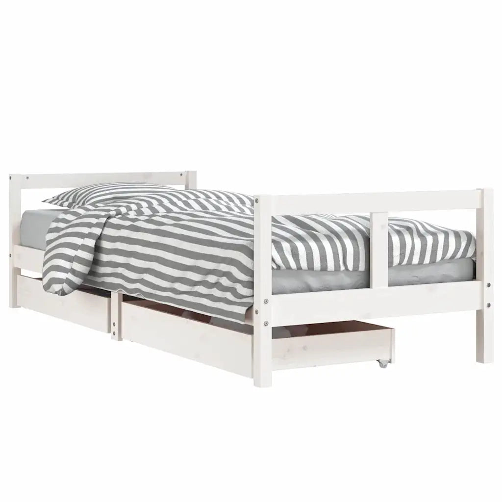 Giroletto Bambini con Cassetti Bianco 80x200cm Massello di Pino 834406
