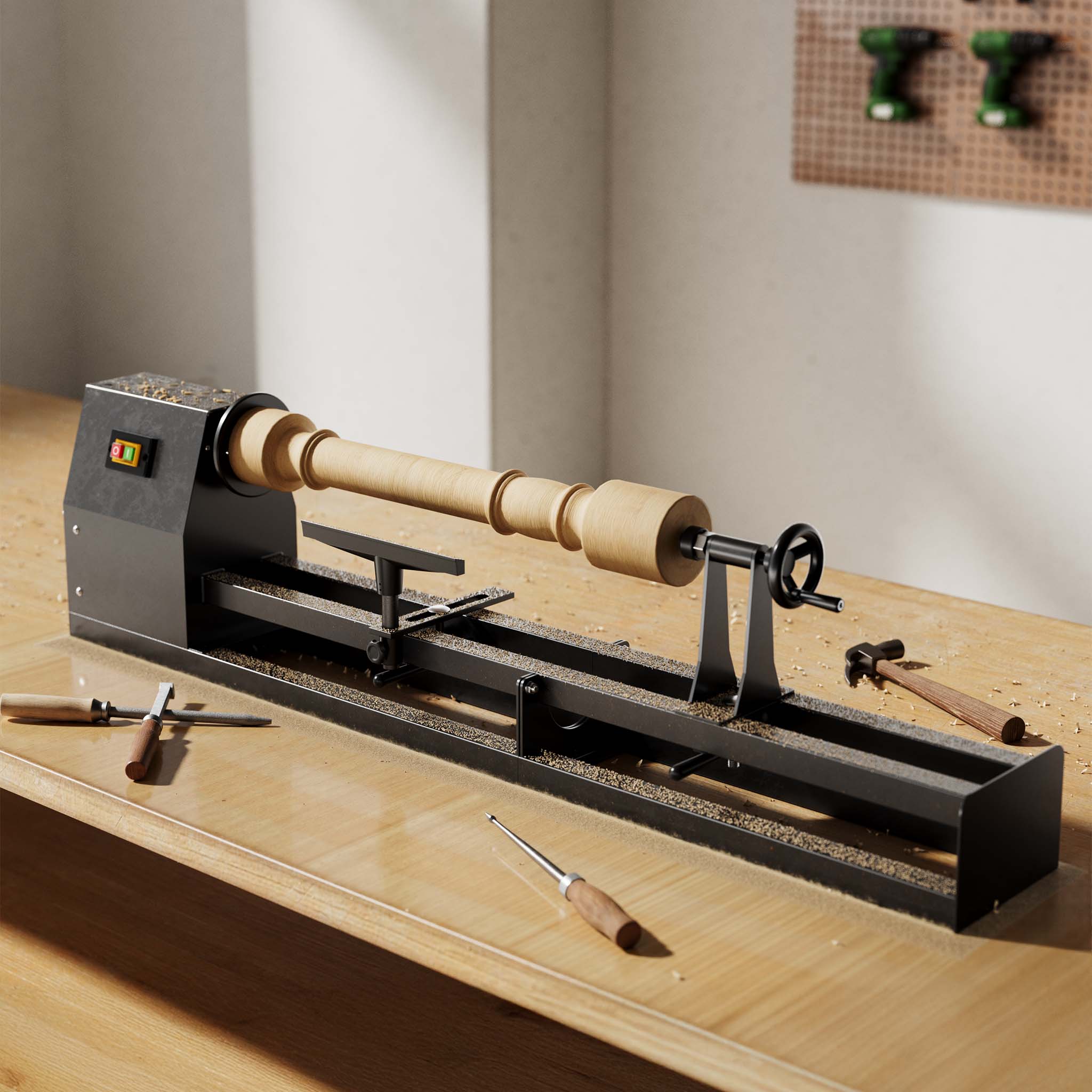 Tornio da banco per legno da 350 watt 1000 mm, diametro di tornitura 350 mm, per tornitura legno