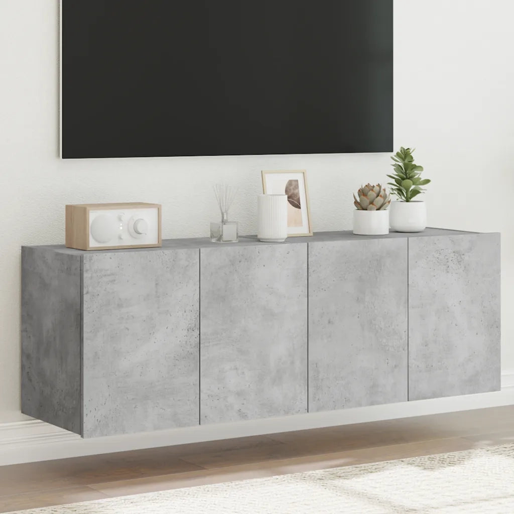Mobili TV a Parete con Luci LED 2pz | Armadietto TV | Mobile Porta TV Grigio Cemento 60x35x41 cm