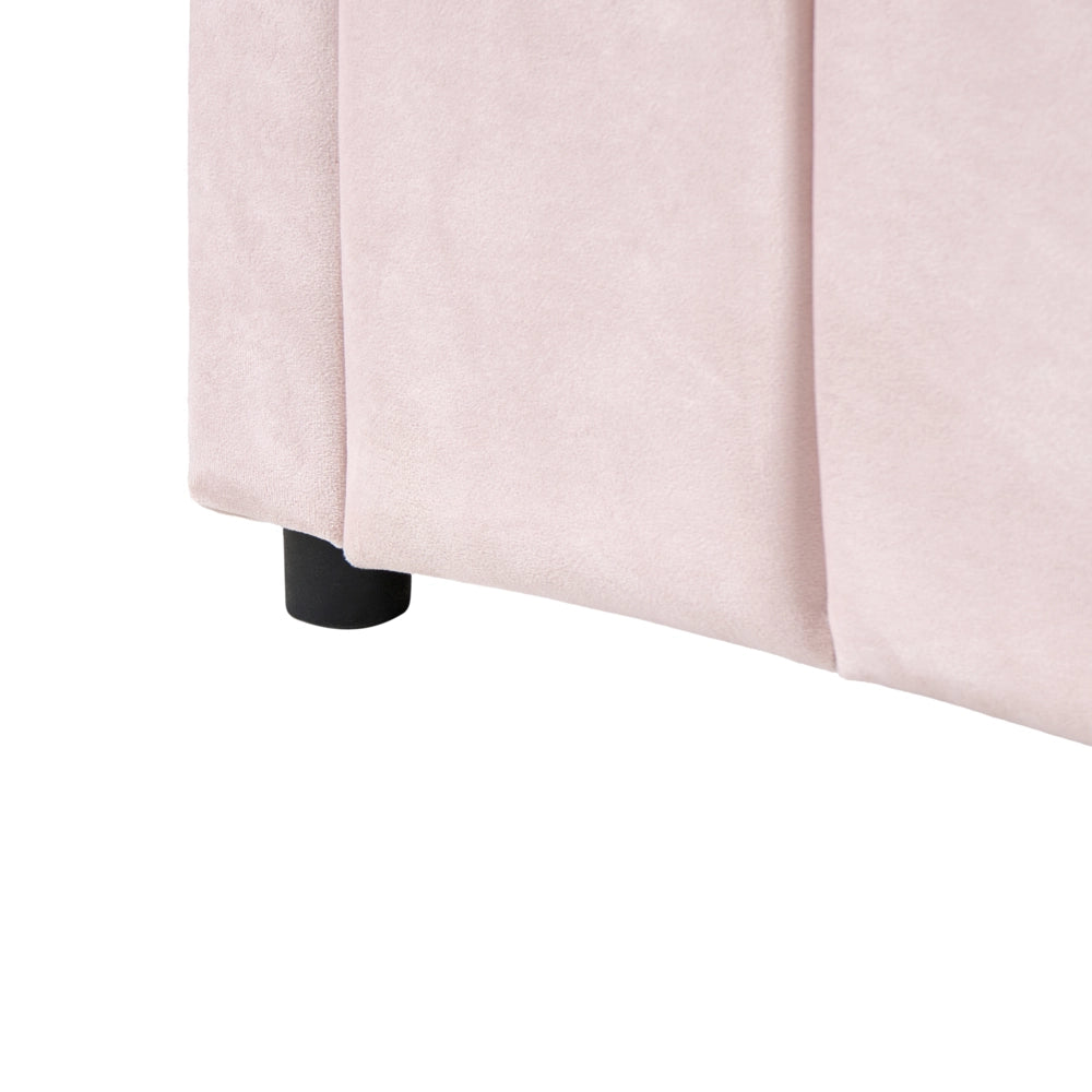 Letto 90 x 200 cm in velluto rosa imbottito elegante rete a doghe gambe in legno