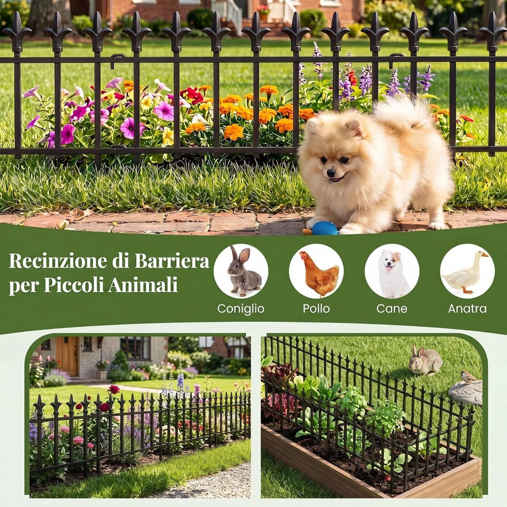 Recinzione da Giardino, Bordure per Aiuole in Metallo (10) | Recinto da Esterno Pieghevole e Flessibile, per Giardino e Cortile, 56 x 44 cm