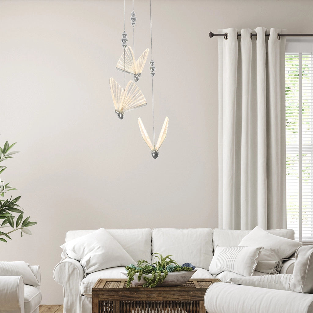 Lampadario rotondo Mariposa cromo LED CCT 24W Light Prestige
