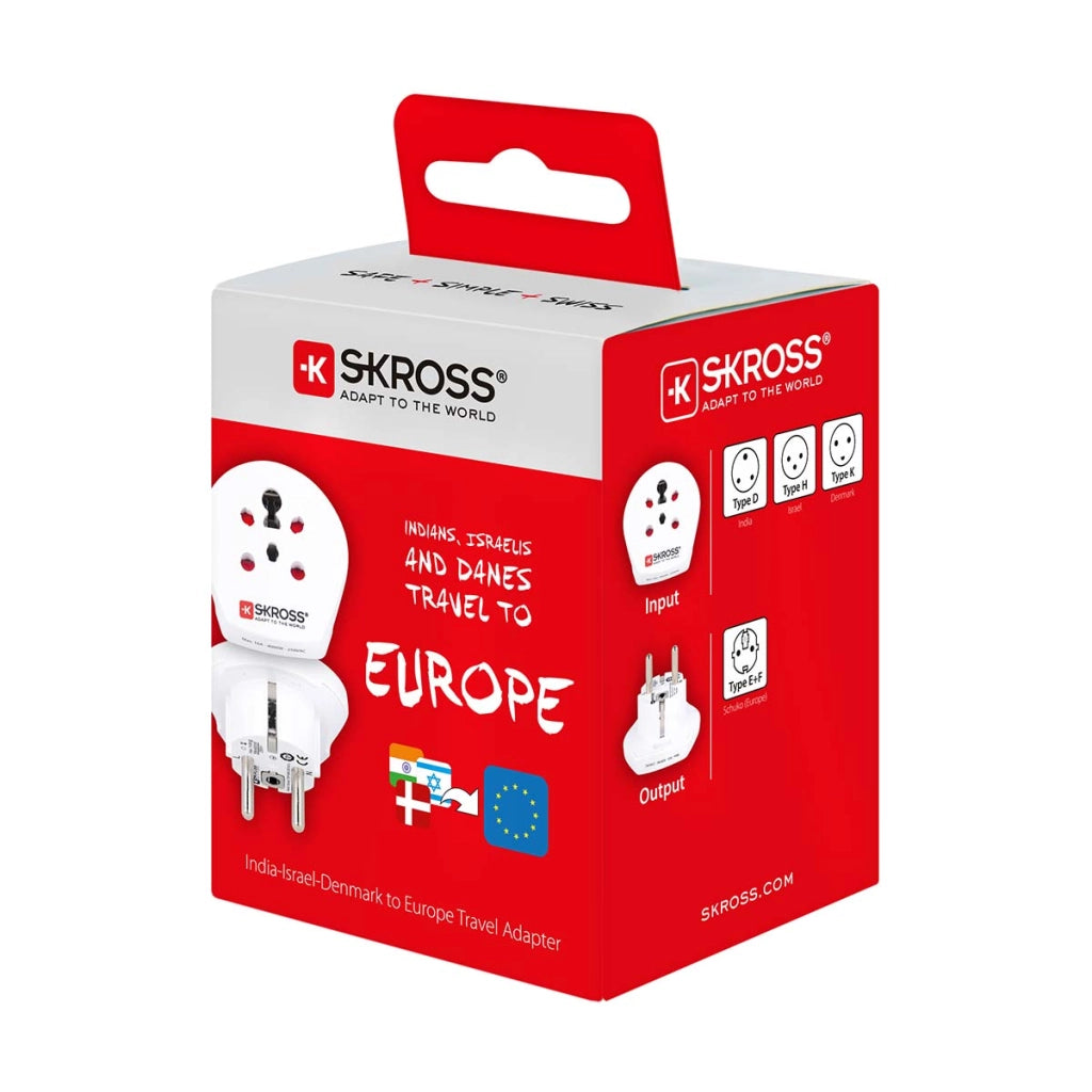 Adattatore da viaggio per India / Israele / Danimarca verso l'Europa 16A Bianco Skross