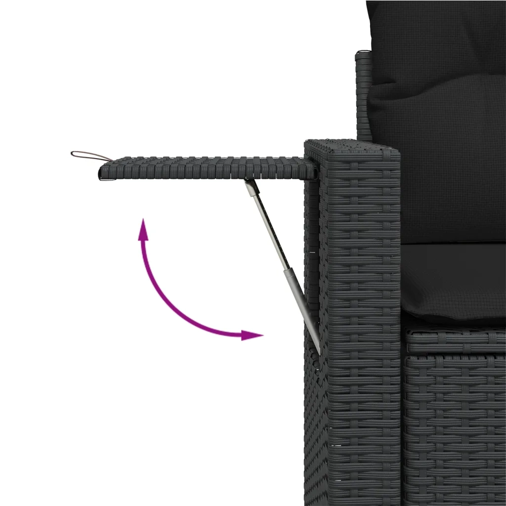 Salotto da Giardino-Set Divani da Giardino 5 pz con Cuscini in Polyrattan Nero 543262
