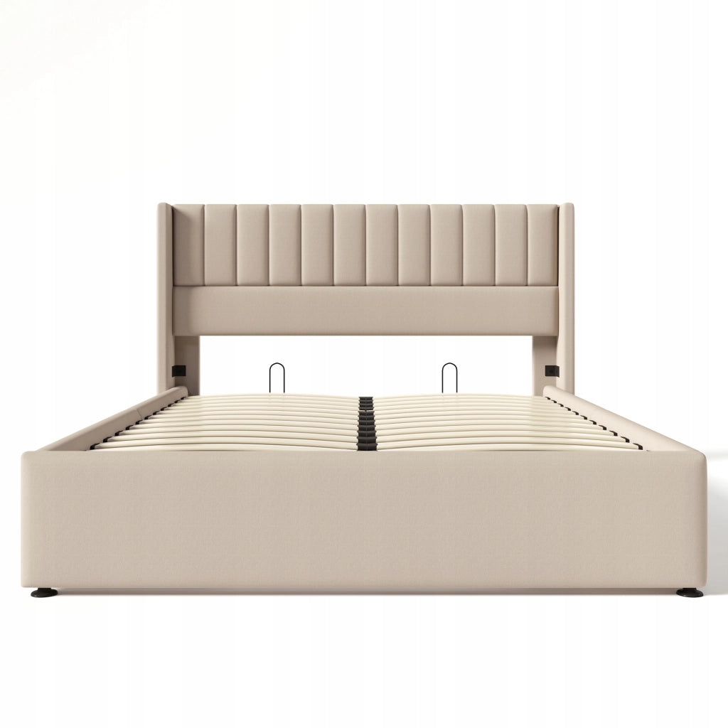 Letto con contenitore - Xylo - 160x200 - Beige - Idraulica metallica