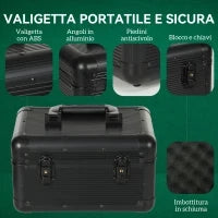 Set Poker con 600 Fiches per 12 Giocatori con Valigetta, 2 Mazzi di Carte e Tappetino, Nero