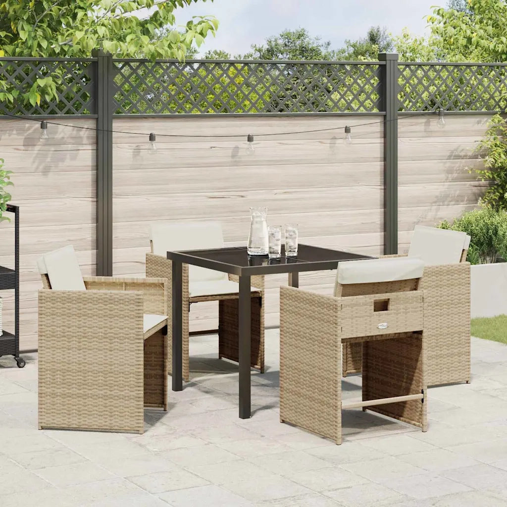 Set da Pranzo per Giardino 5 pcs Beige polyrattan