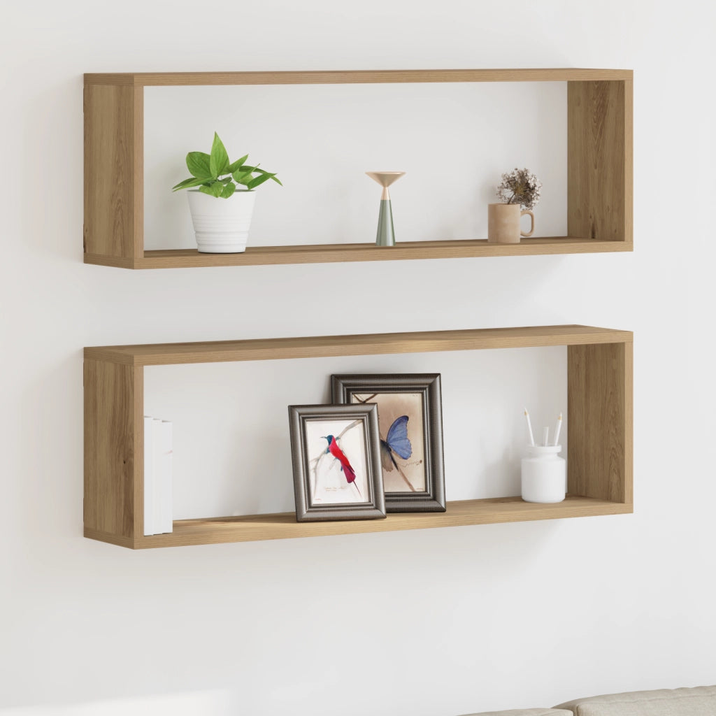 Mensole a parete  2 pezzi in rovere artigianale 80x15x26 cm in legno ingegnerizzato