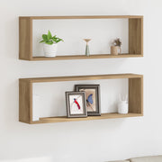 Mensole a parete  2 pezzi in rovere artigianale 80x15x26 cm in legno ingegnerizzato