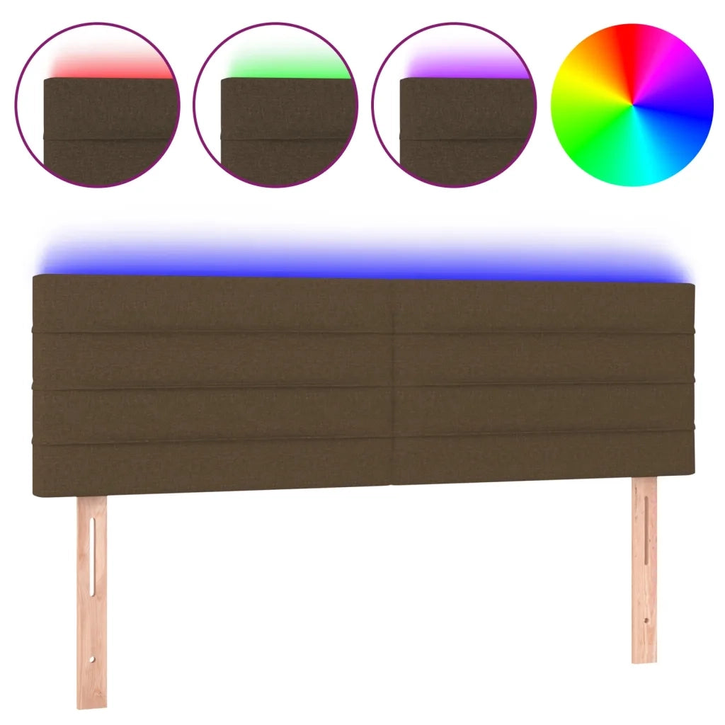 Testiera | Testata a LED Marrone Scuro 144x5x78/88 cm in Tessuto