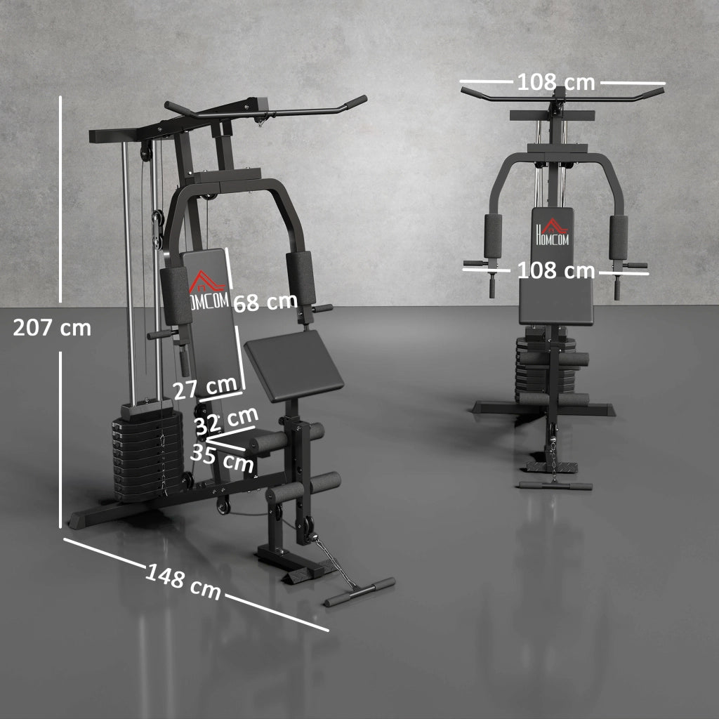 Stazione Fitness Multifunzione con 45kg Pesi ¨C Zephmum ¨C Nero