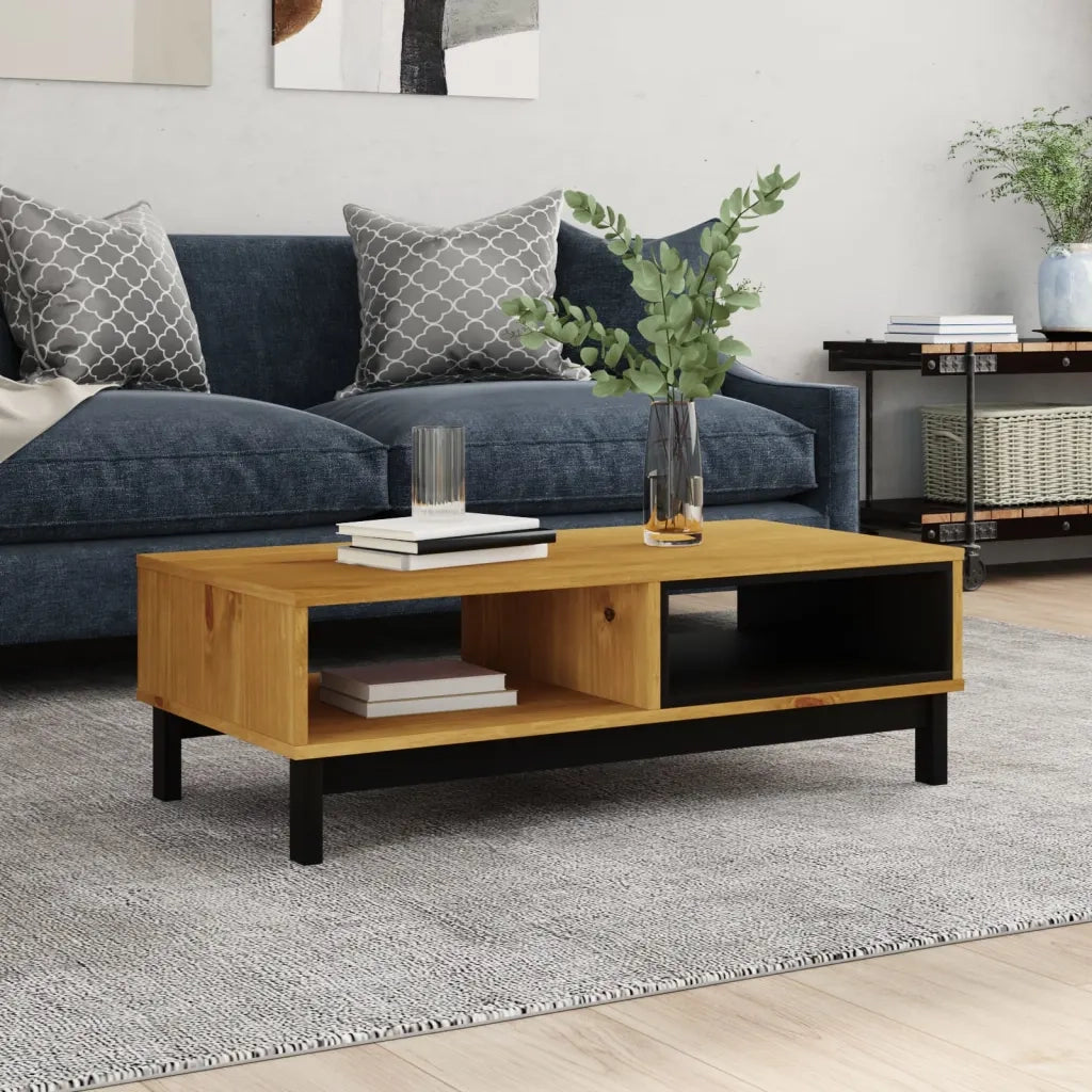Tavolino da Salotto-Tavolino da soggiorno FLAM 100x50x32,5 cm Legno Massello di Pino