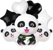 Ballooncini panda XXL - ballooni carini per festa panda - compleanno baby shower - 7 pezzi - palloncino in alluminio - panda palloncino - bambini palloncino pompino