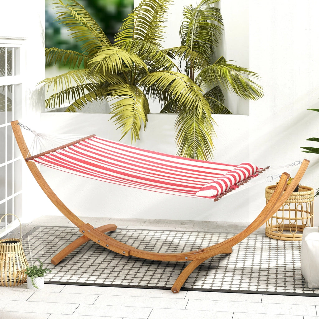 Amaca con supporto in legno e cuscino ¨C zephmum ¨C rosso e bianco 310x118x120cm