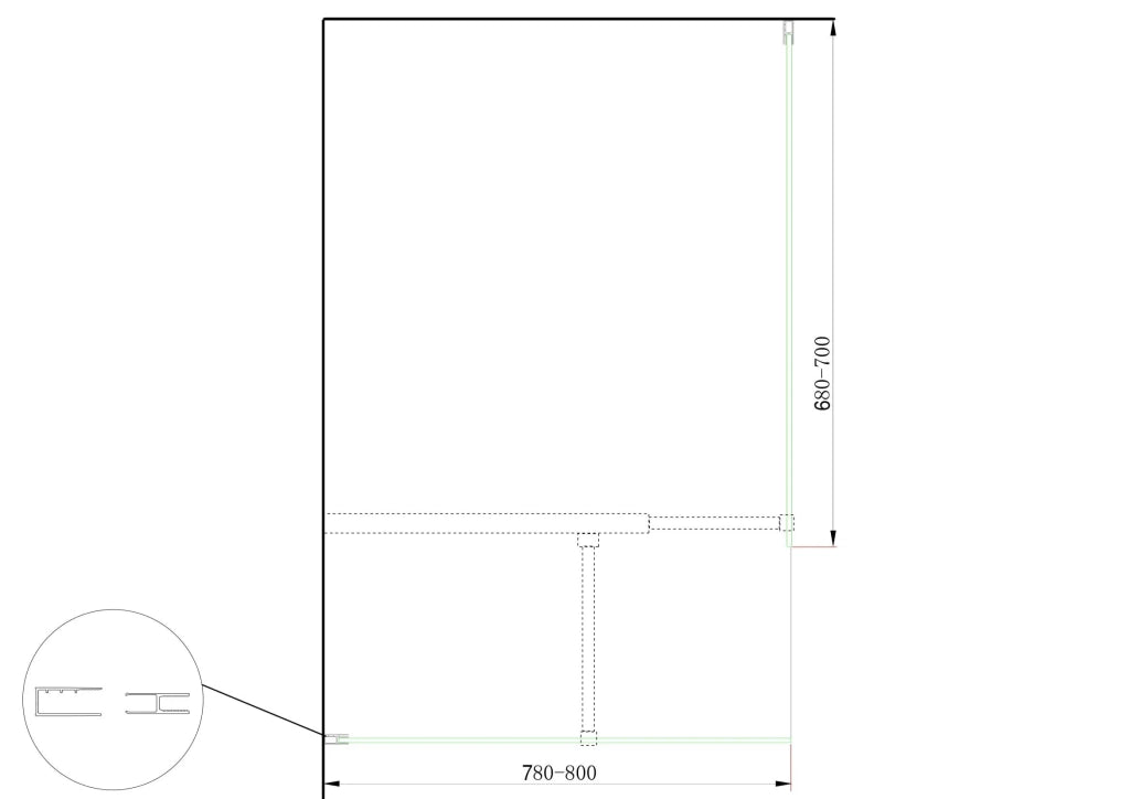 Doppia Parete Doccia Walk-in Con Braccio Di Sostegno Superiore a T Vetro 8 mm Reversibile 78-80 x 68-70 H 200 cm
