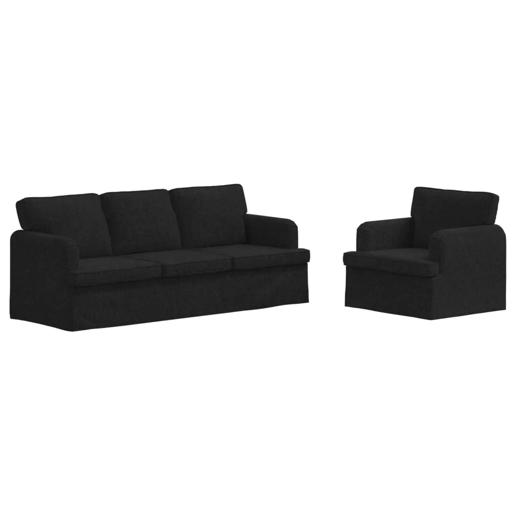 Set di divani 2 pcs Nero 201 x 80 x 85 cm Tessuto