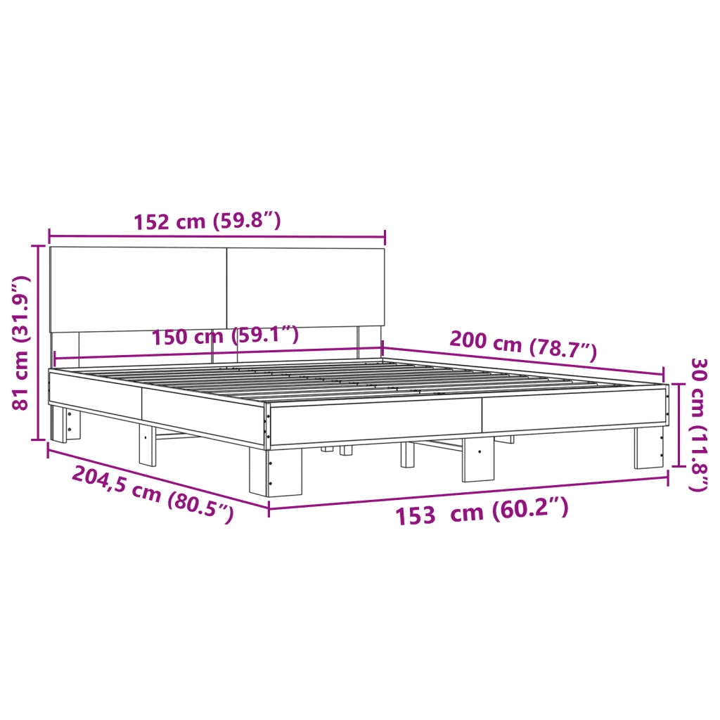 Giroletto Grigio Sonoma 150x200 cm in Legno Multistrato Metallo